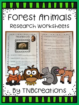 Preview of Forest Animals Research Worksheets