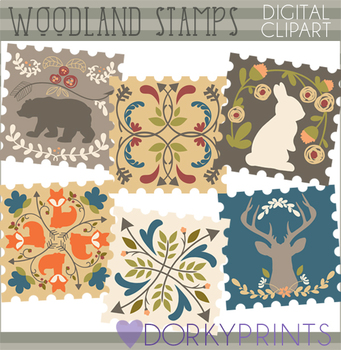 Preview of Forest Animals Stamps Clipart