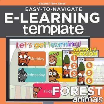 Preview of Forest Animals WEEKLY Easy-to-Navigate eLearning Template