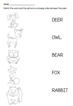 Forest Animals - No Prep Worksheets for Math and Literacy Centers
