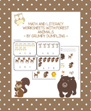 Forest Animals - No Prep Worksheets for Math and Literacy Centers