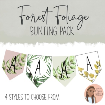 Preview of Forest Foliage Classroom Decor Nature Theme Editable Letter Bunting Pack