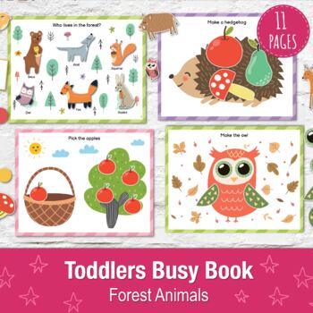 Preview of Forest Busy Book for Toddlers, Quiet book Pdf, Forest Animals Busy Bag