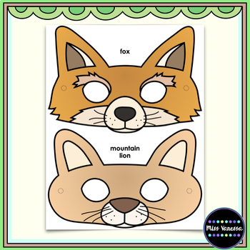 Printable Forest Animal Masks for Dramatic Play by Miss Vanessa | TpT