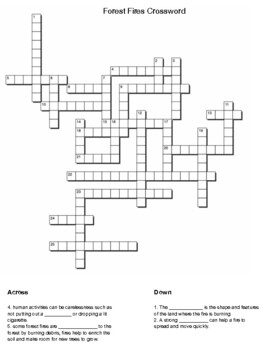 Forest Fires Crossword by Northeast Education TPT