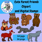 Forest Friends Clipart and Digital Stamps for Class Projec