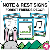 Forest Friends Music Classroom Decor: Note & Rest Duration Charts