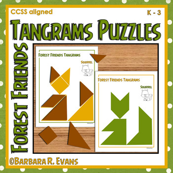 Preview of TANGRAMS TANGRAM PUZZLES Forest Theme Math Center Problem Solving GATE