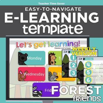 Preview of Forest Friends WEEKLY Easy-to-Navigate eLearning Template