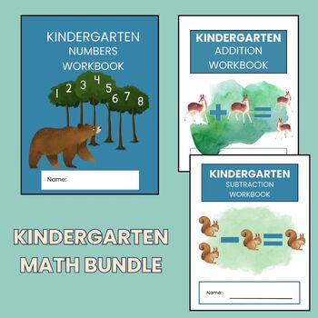 Preview of Forest Kindergarten Math Workbook Bundle, Numbers, Addition and Subtraction
