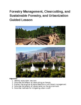 Preview of Forest Management and Urbanization Guided Lesson for Environmental Science