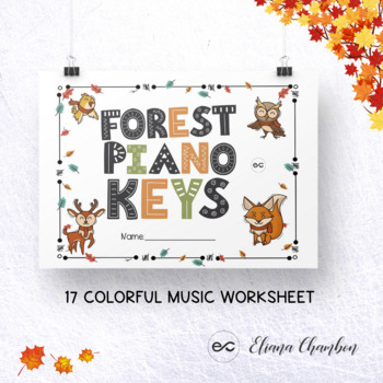 Preview of Forest Piano Keys! - Piano Keyboard Worksheets- Autumn/Fall