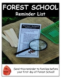 Forest School Reminder List| Outdoor Education| Back to School