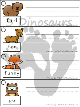 Forest Sight Words Preprimer Writing & Tracing Strips by 3 Dinosaurs