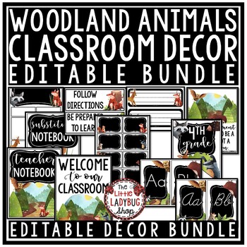 Preview of Forest Woodland Animals Owl Classroom Décor Theme Newsletter Template Editable