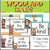Forest Woodland Animals Classroom Rules Posters *  Editabl