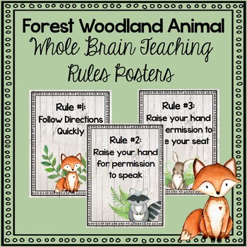 Preview of Forest Woodland Animals Whole Brain Teaching Rules Posters- WBH Decor