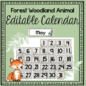 Preview of Forest Woodland Calendar Set- COMPLETELY EDITABLE!