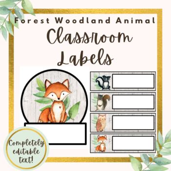 Preview of Forest Woodland Editable Classroom Labels