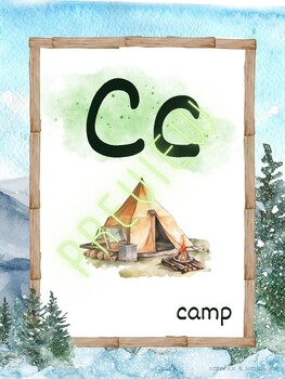 Preview of Forest or Camp Theme Alphabet and Number Poster Set