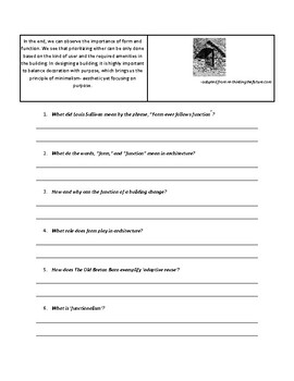 Form Follows Function Reading Comprehension by ESL Fun and Learning