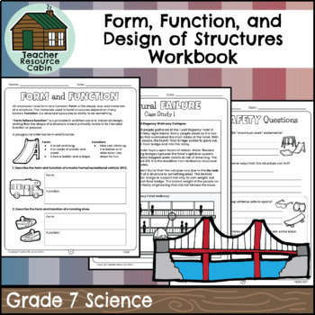 Preview of Form, Function, and Design of Structures Workbook (Grade 7 Ontario Science)