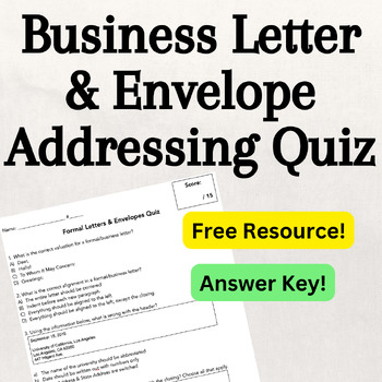 Preview of Formal/Business Letter & Envelope Quiz *FREE*