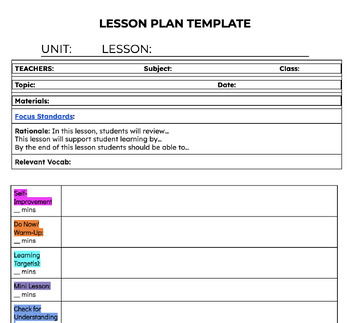 Preview of Formal Lesson Plan Template (EDITABLE)