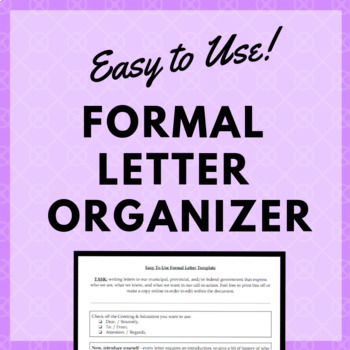 Preview of Letter Organizer:  How to Write a Formal Letter!