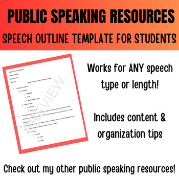 Preview of Formal Speech Skeleton Outline Template (Editable, Works for ANY Speech Type!)