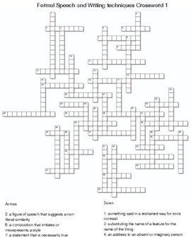 crossword clue 7 letters formal speech