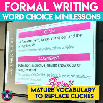 Preview of Formal Writing Word Choice Mini Lessons: Revising Cliches with Mature Vocabulary