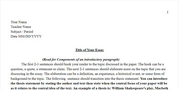 Preview of Formal Writing and Sentence Structuring Guide (9th grade and up | MLA Format)