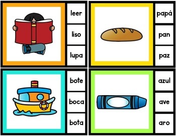 Formando palabras - Lee y escoge (Making Words Centers in Spanish)