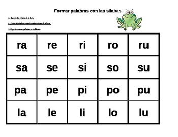 Preview of Formar palabras con las silabas