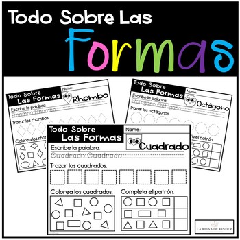 Preview of Formas Pre K worksheet bilingual shape worksheet Spanish activity kindergarten 