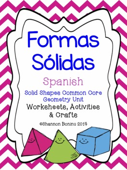 Preview of Formas Sólidas Spanish - Solid Shapes worksheets & game / Distance Learning