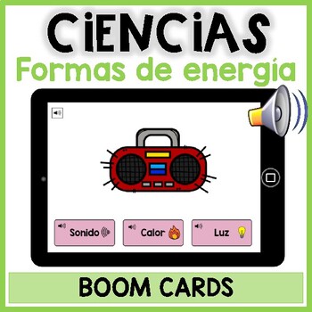 Preview of Formas de energía BOOM CARD | Forms of energy Science Activity in Spanish
