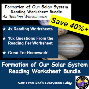 Preview of Formation of Our Solar System Lesson Reading Worksheet Bundle **Editable**