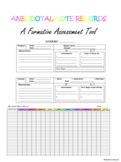 Formative Assessment, Anecdotal Note Records, Observation 