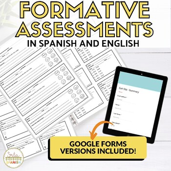 Preview of Formative Assessment Exit Ticket Templates Quick Quiz Ideas Spanish & English