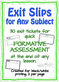Formative Assessment: Exit Slips for Any Subject, Grades 3-8