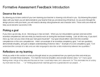 Preview of Formative Assessment Feedback Form for Students