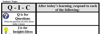 Preview of Formative Assessment - Q-I-C