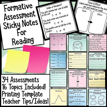 Preview of Formative Assessment Sticky Notes for Reading