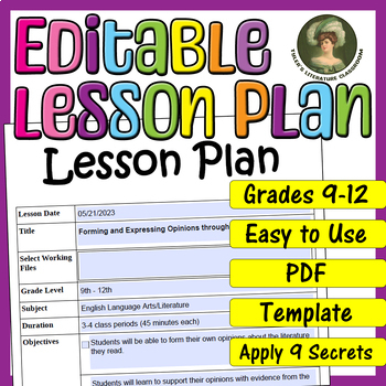 Preview of Forming and Expressing Opinions : Editable Lesson Plan for High School