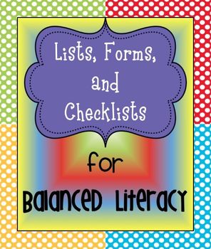 Preview of Forms, Checklists, Reports, and Graphic Orgs. for Balanced Literacy