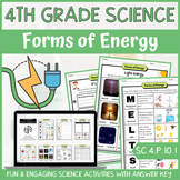 Forms of Energy Activity & Answer Key 4th Grade Physical Science