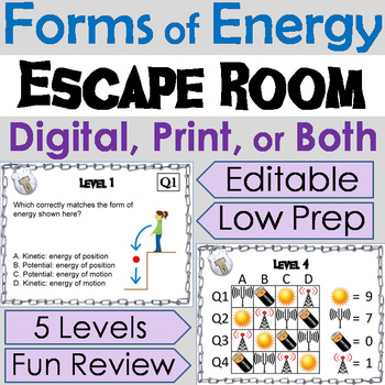 Preview of Forms of Energy Activity Escape Room: Potential Kinetic, Thermal, Mechanical etc