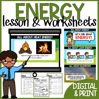 Preview of Forms of Energy Activity Heat Light and Sound 1st Grade Worksheets